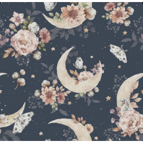 tissu fleurs coton lune